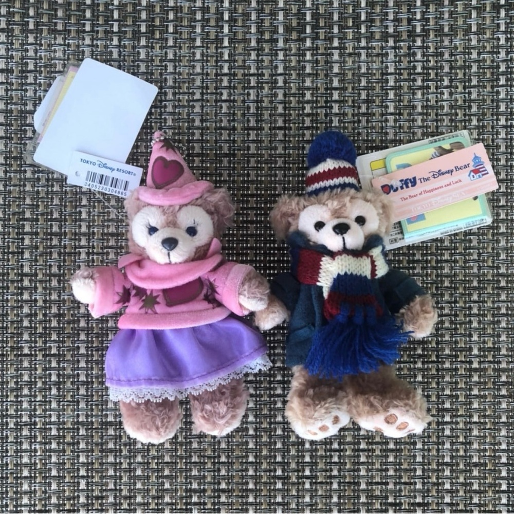 Disney Duffy and ShellieMay Plush Toy Set - keychain Pink and blue